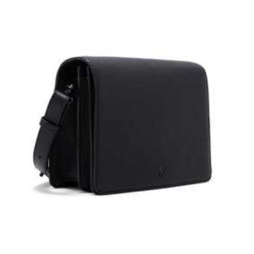 Dagne Dover Black Leather Large Andra Crossbody Bag